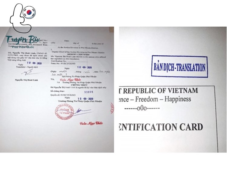 dịch thuật hồ sơ xin visa Hàn Quốc